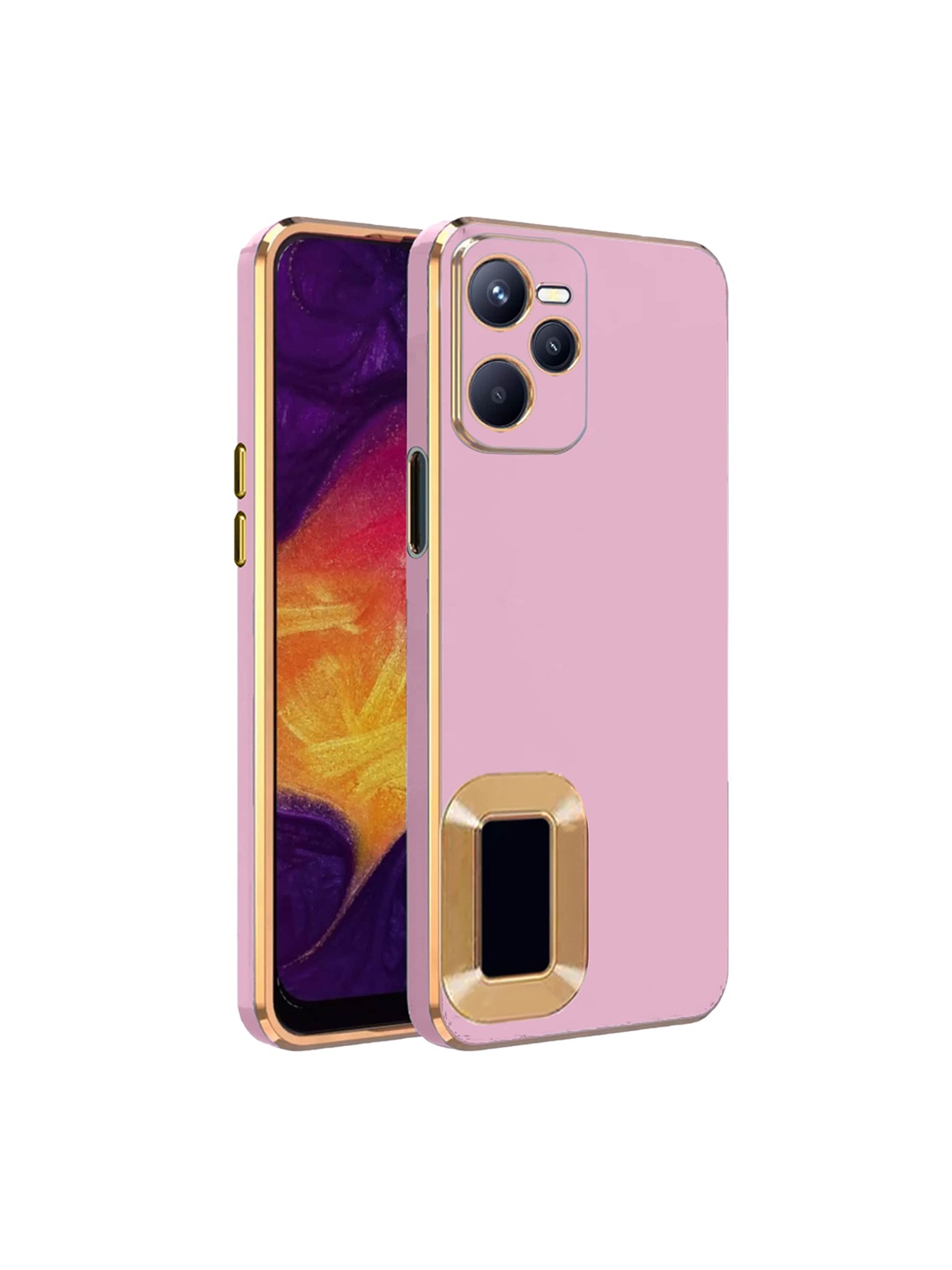 

Karwan Compatible Sweat Proof Realme C35 Camera Protection Phone Back Cover, Pink
