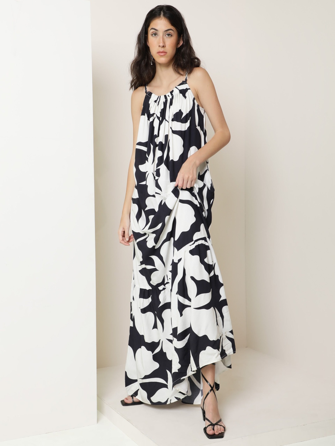 

RAREISM Floral Printed Maxi Dress, Black