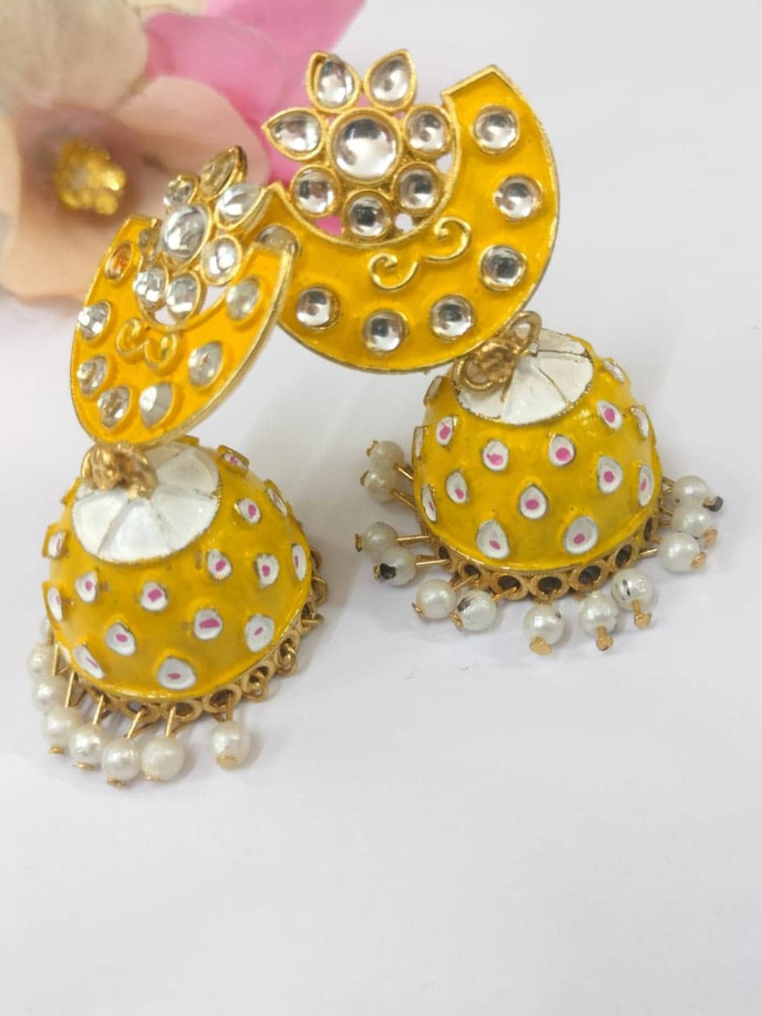 

MORKANTH JEWELLERY Gold-Plated Contemporary Jhumkas Earrings, Yellow