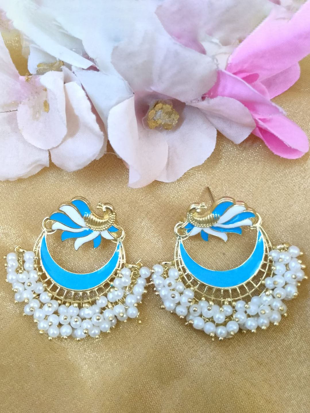 

MORKANTH JEWELLERY Gold-Plated Contemporary Chandbalis Earrings, Blue