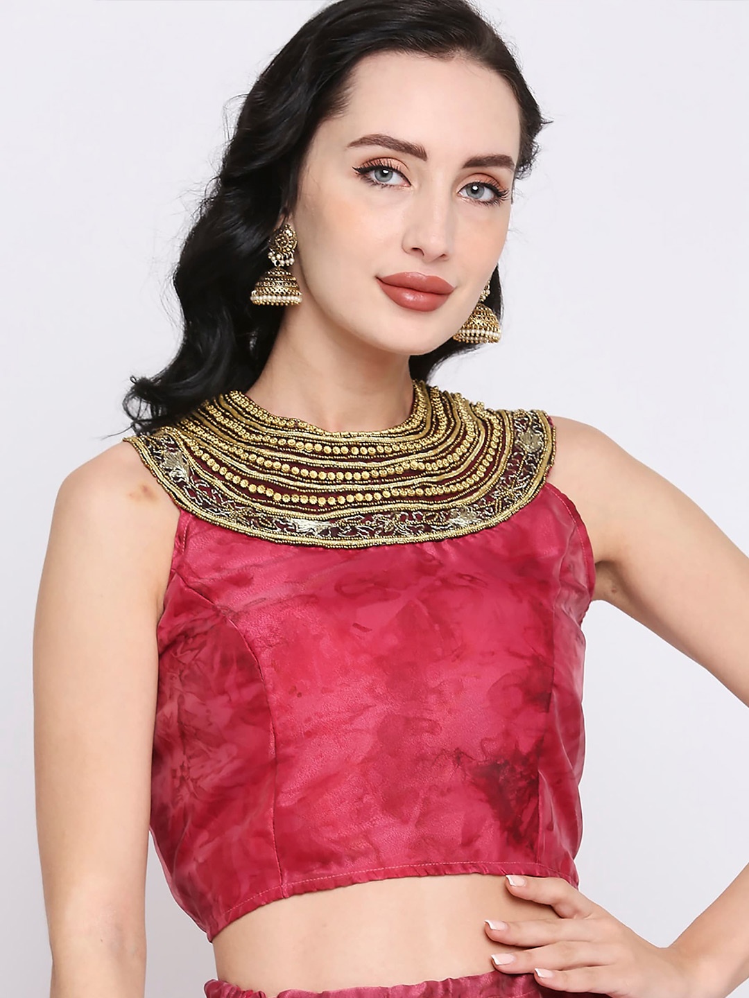 

Ira Soleil Embellished Ethnic Crop Top, Pink
