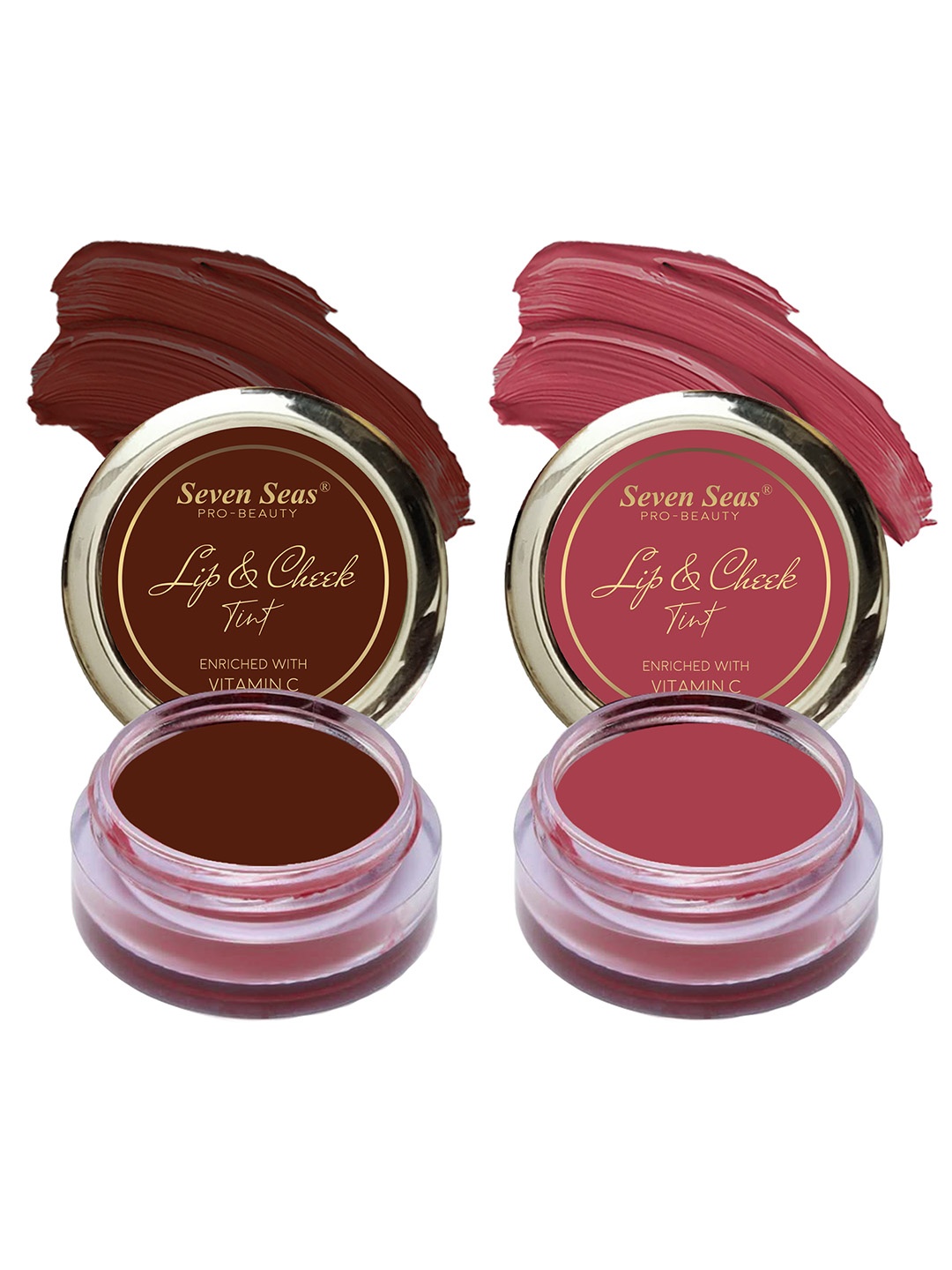 

Seven Seas Set of 2 Lips & Cheek Smudge-Proof Tint with Vitamin C - 8 g each, Maroon