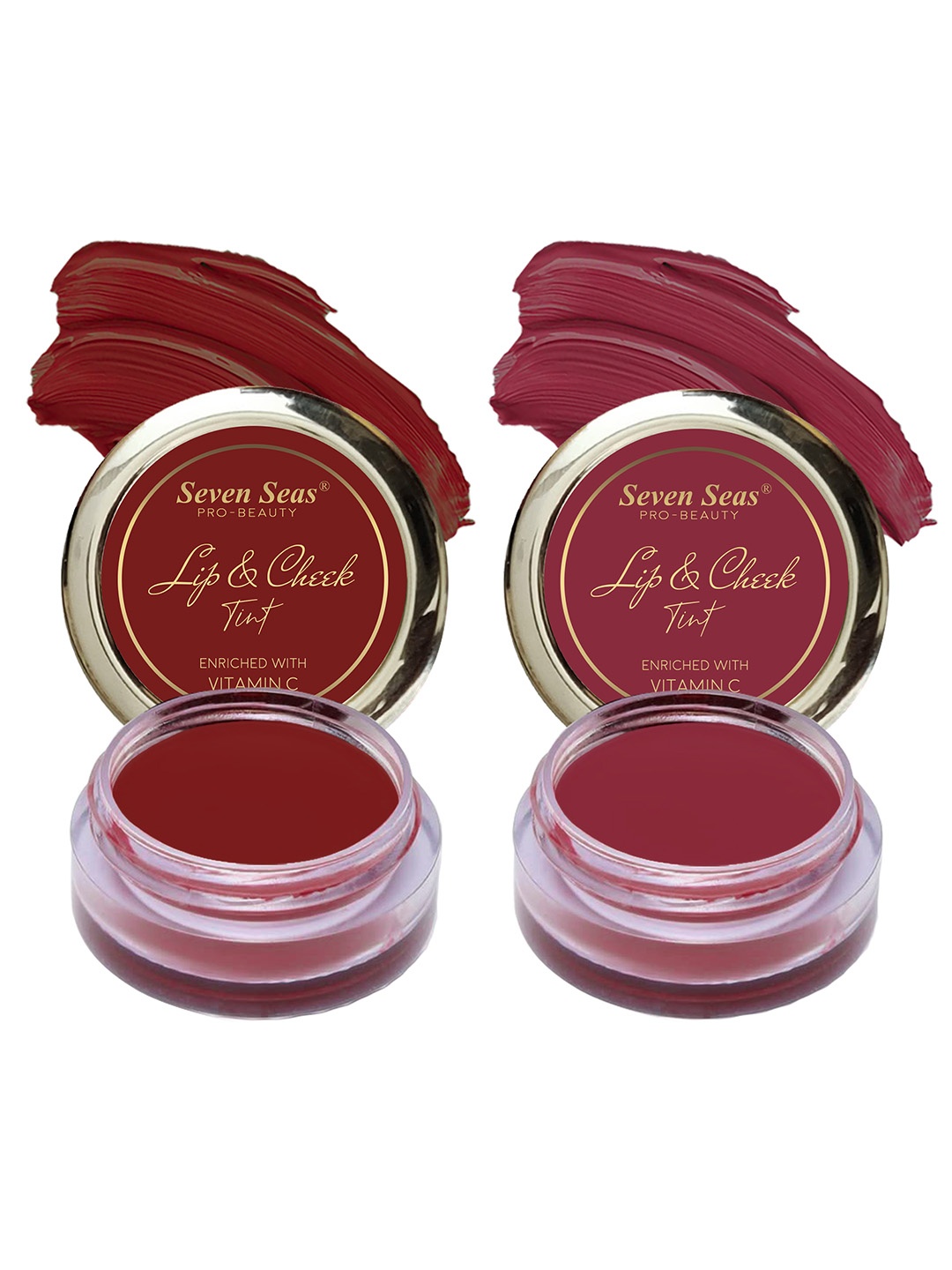 

Seven Seas Set of 2 Vitamin C Lips & Cheek Tint 8 g Each - Fire Brick & Mandy, Red