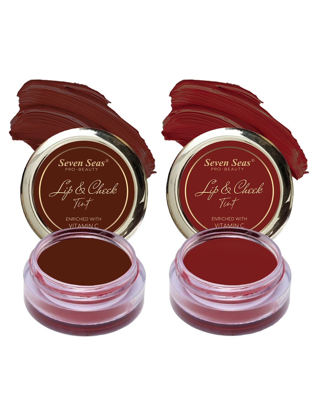 

Seven Seas Set of 2 Lips & Cheek Smudge-Proof Tint with Vitamin C - 8 g each, Maroon