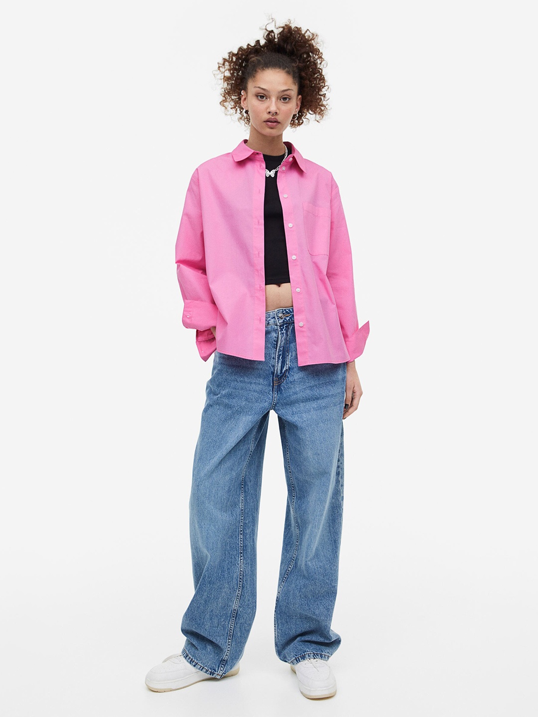 

H&M Pure Cotton Poplin Shirt, Pink