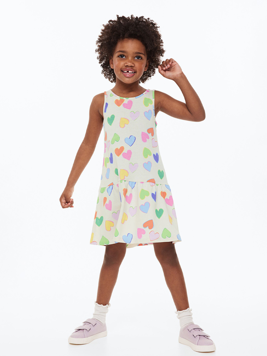 

H&M Girls Patterned Cotton Dress, White