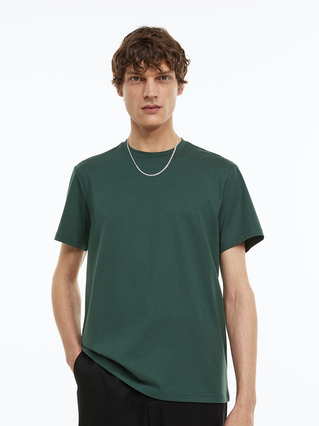 

H&M Men Regular Fit Pima Cotton T-shirt, Teal