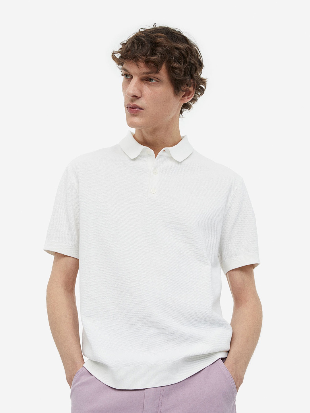 

H&M Men Regular Fit Polo Shirt, White