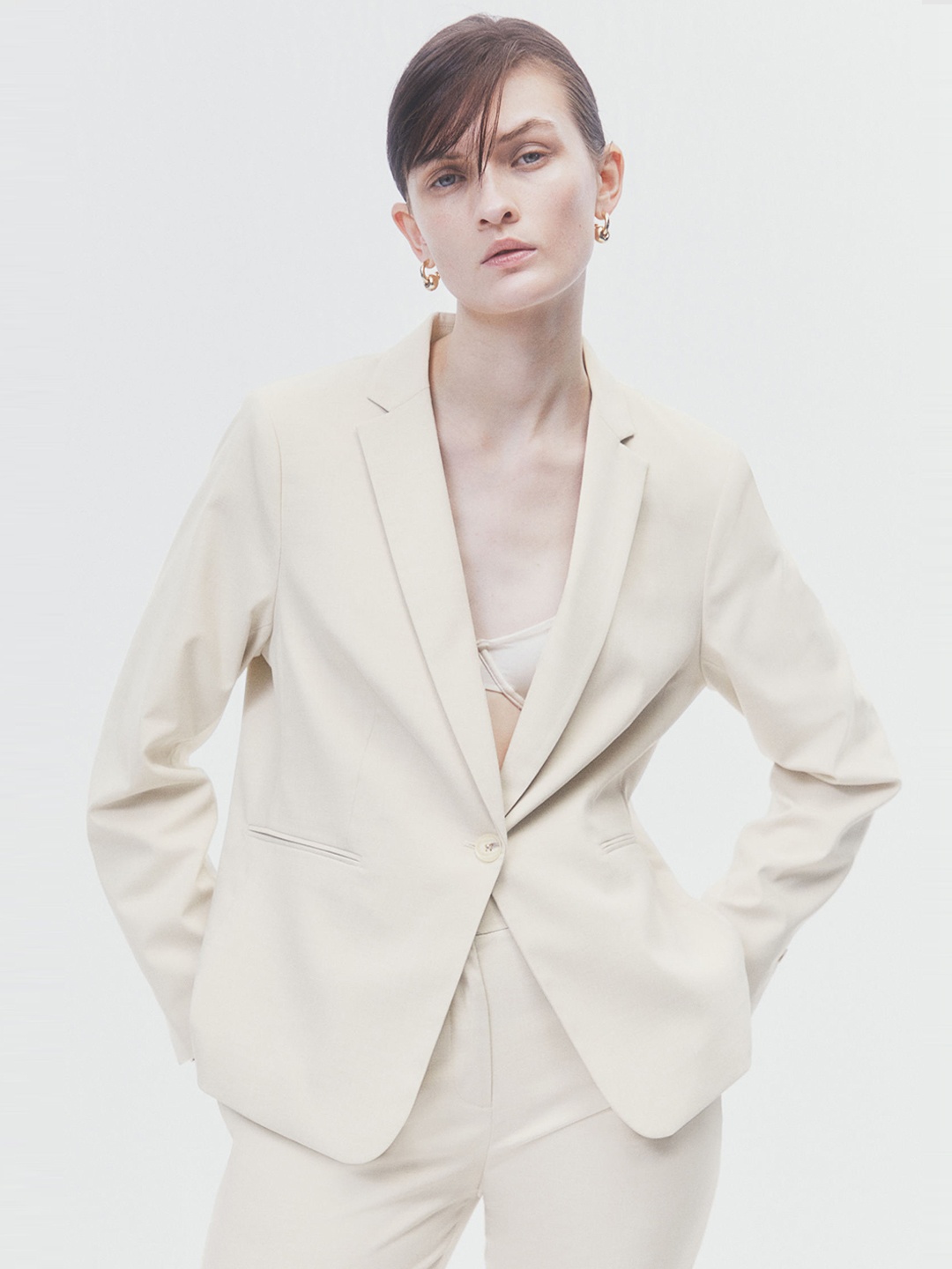 

H&M Women Fitted Jacket, Beige