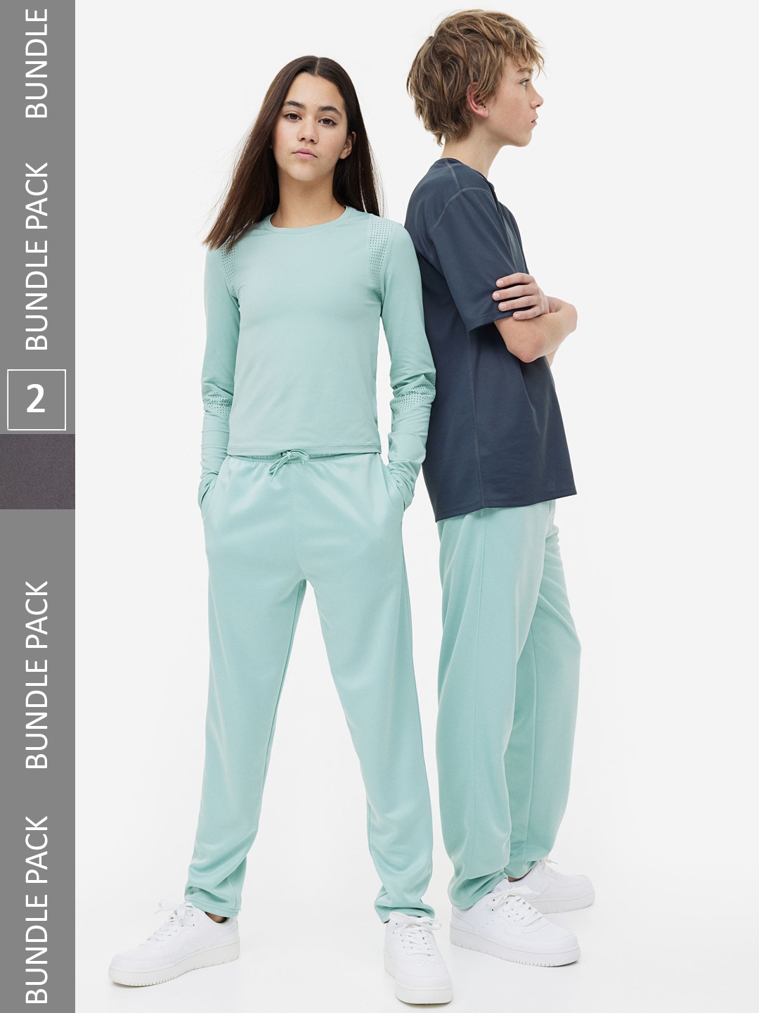 

H&M Solid Rapid-Dry 2-Pack Track Pants, Grey