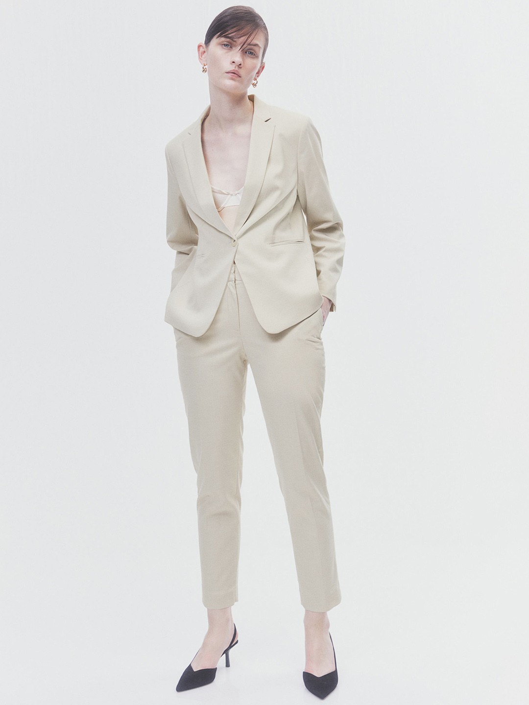 

H&M Women Cigarette Trousers, White