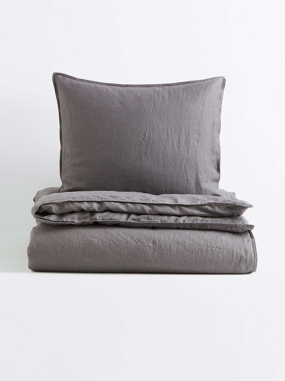 

H&M Grey Linen Single Duvet Cover Set