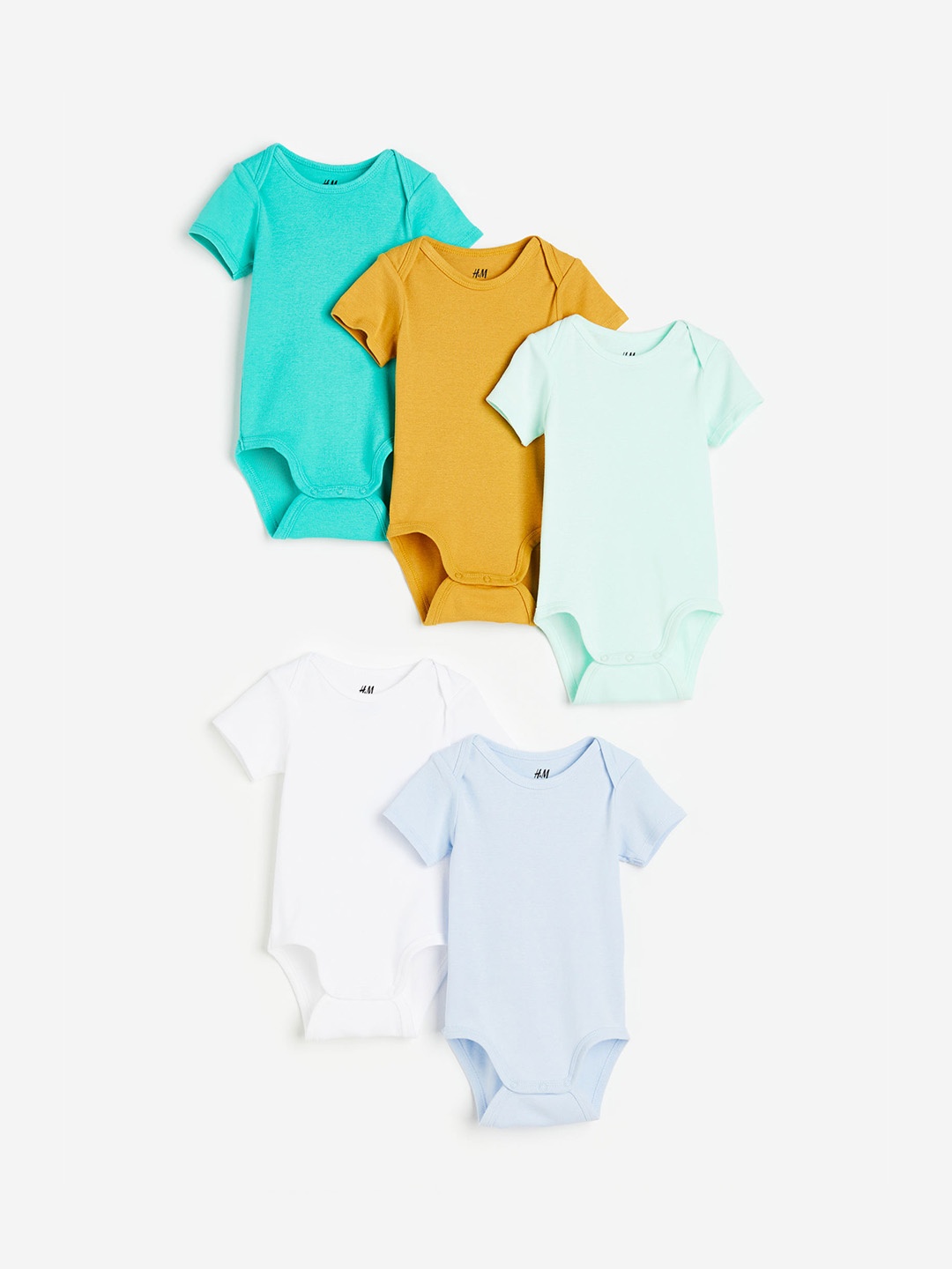 

H&M Infant Boys 5-Pack Cotton Bodysuits, Blue