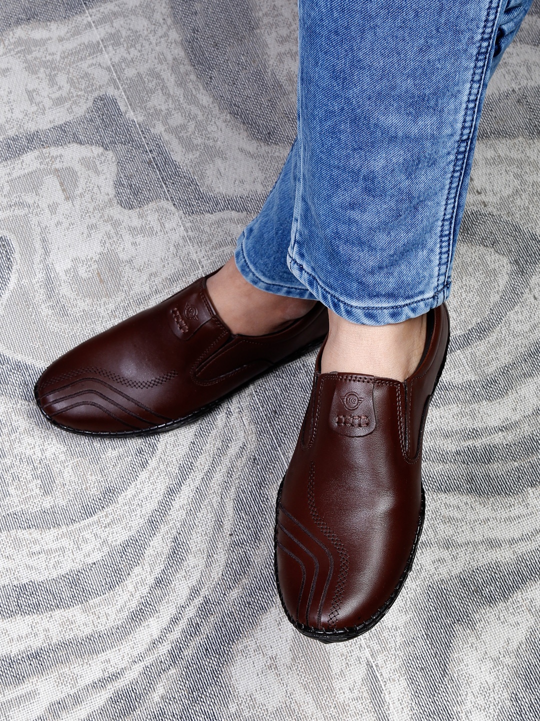 

MUTAQINOTI Men Lightweight Leather Loafers, Brown