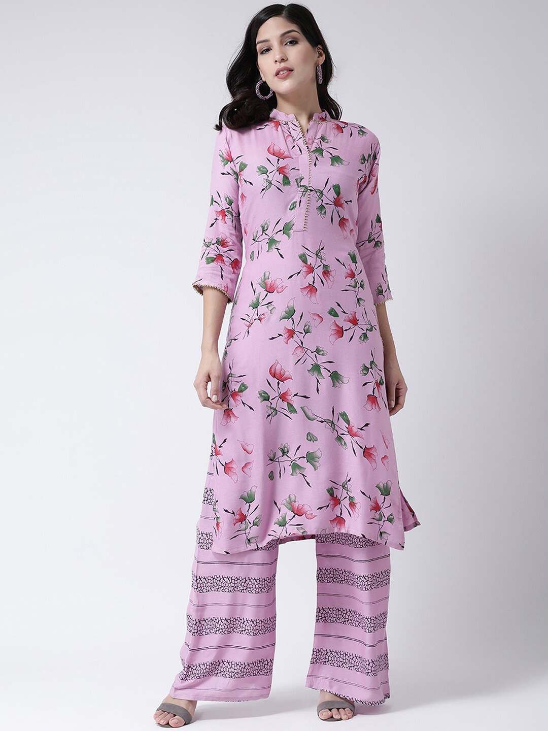 

Charitra Floral Printed Kurta with Palazzos, Pink