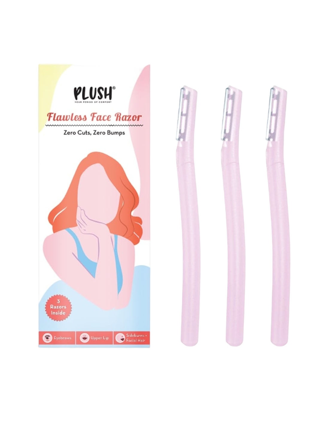 

Plush Set Of 3 Flawless & Reusable Eyebrow & Face Razor, Pink