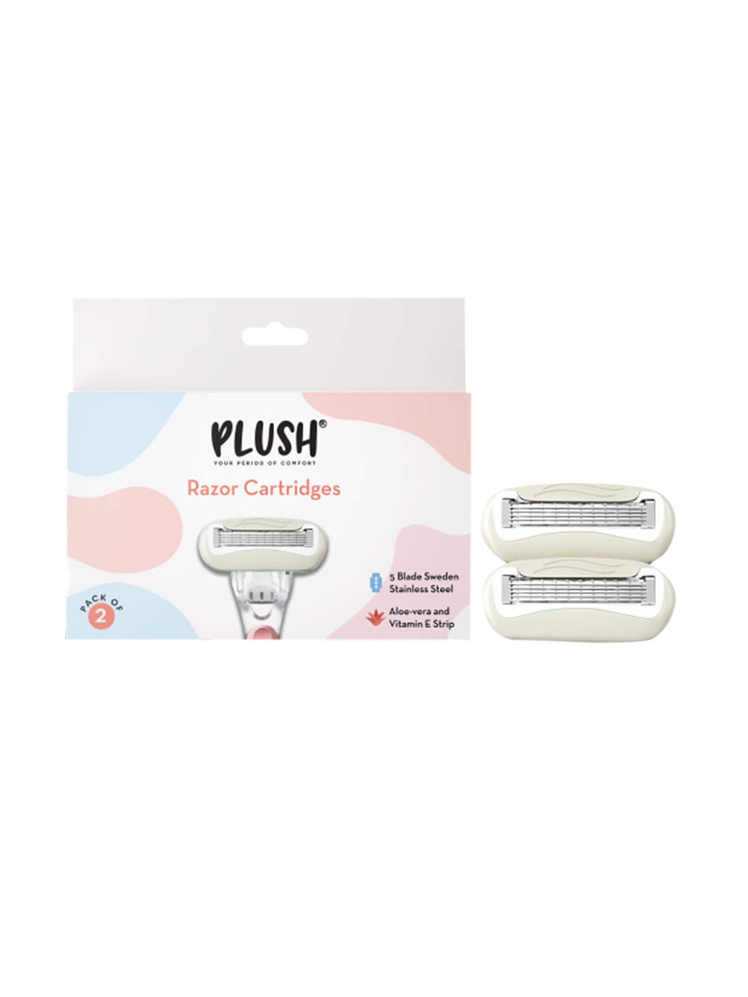 

Plush 2 Pieces Body Razor With Aloe Vera Lubricating Strip & Vitamin E, White