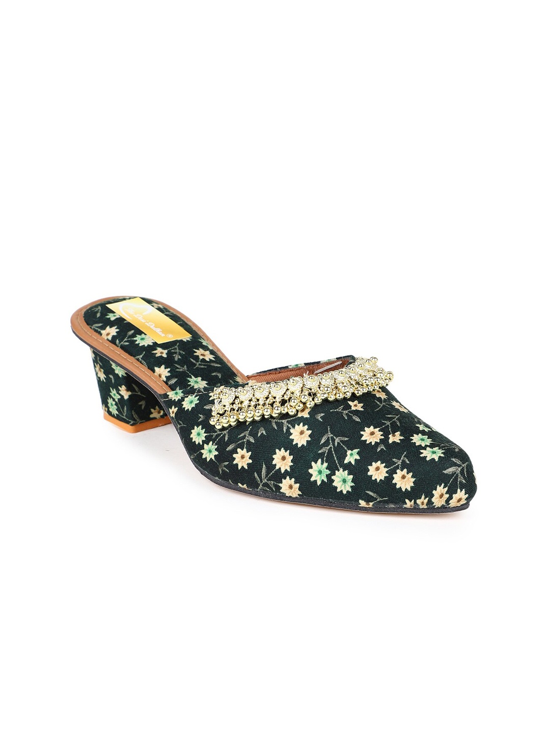 

The Desi Dulhan Embellished Ethnic Block Mules, Green