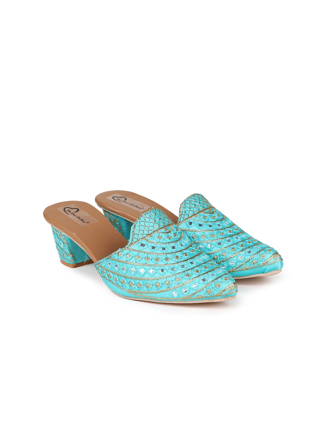 

The Desi Dulhan Embroidered Ethnic Block Heel Mules, Blue