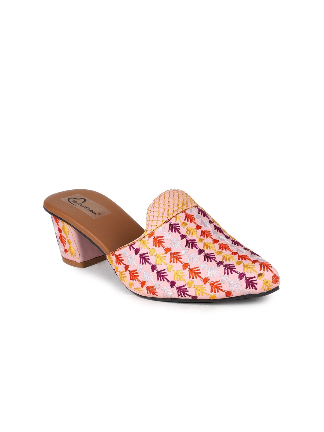 

The Desi Dulhan Ethnic Mules Block Heels, Pink