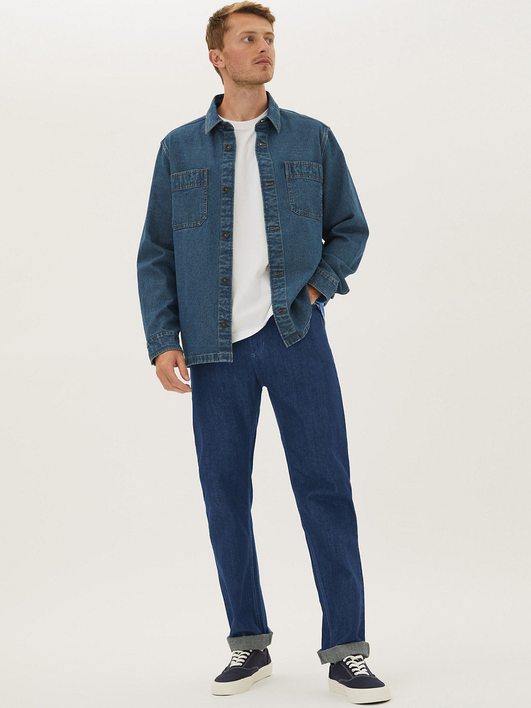 

Marks & Spencer Men Straight Fit Pure Cotton Jeans, Navy blue