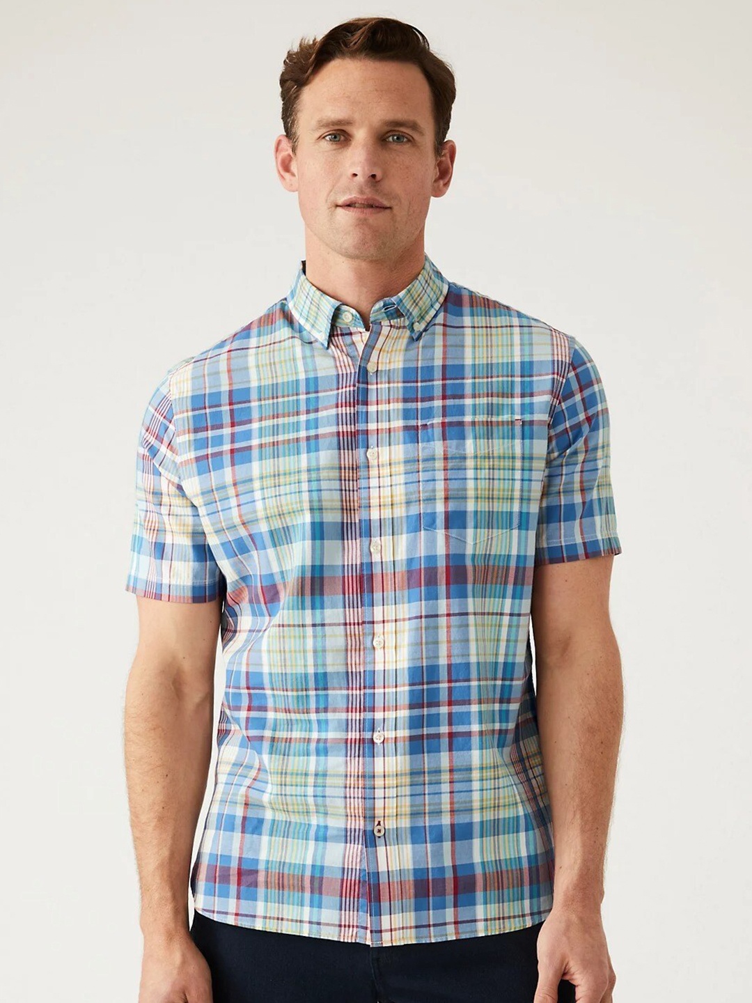 

Marks & Spencer Tartan Checked Casual Pure Cotton Shirt, Blue