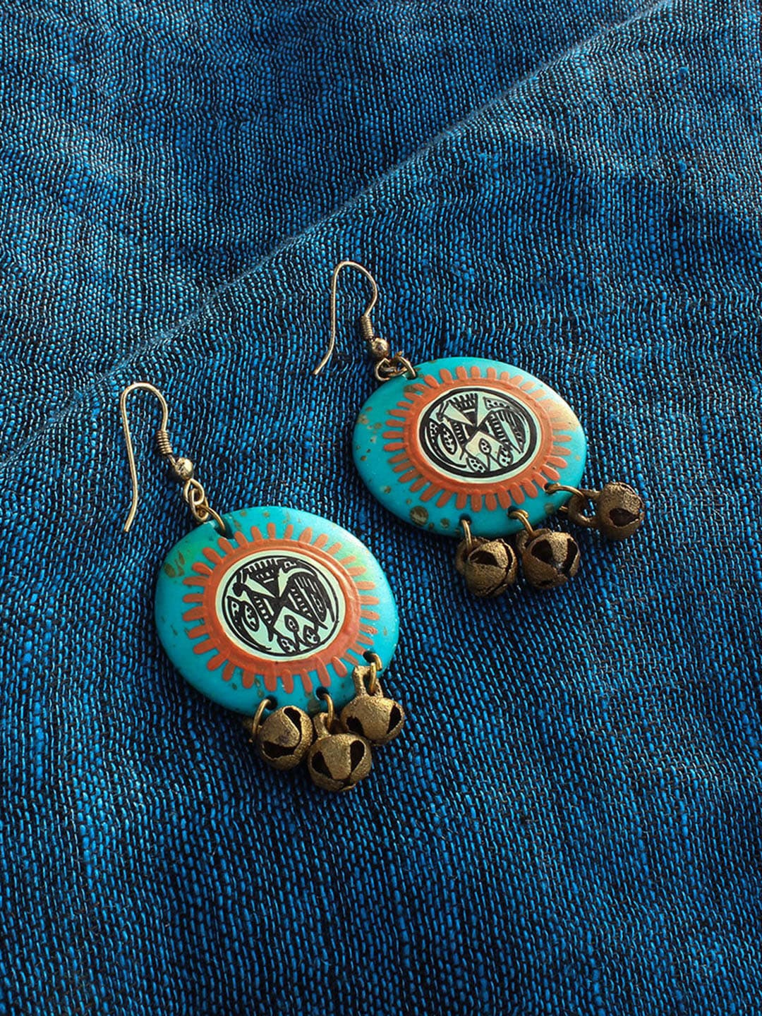 

ExclusiveLane Circular Drop Earrings, Blue