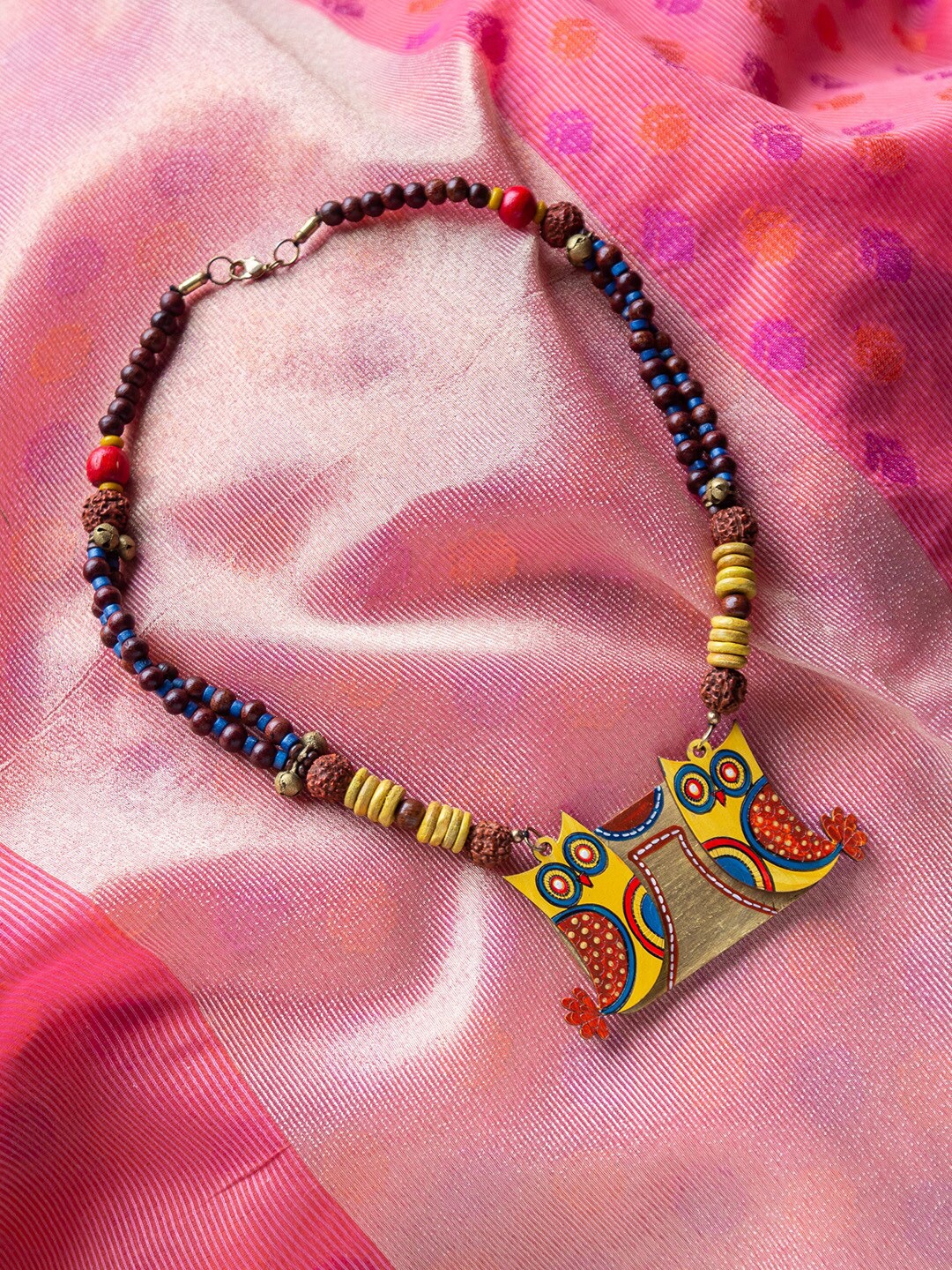

ExclusiveLane Bohemian Hand Painted Wooden Necklace, Brown