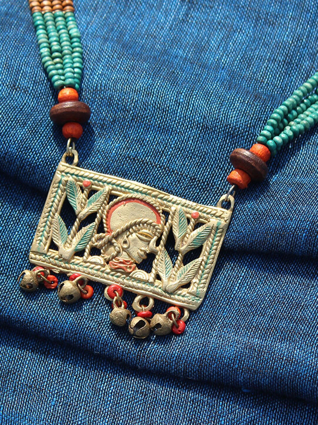 

ExclusiveLane Beaded Bohemian Necklace, Gold