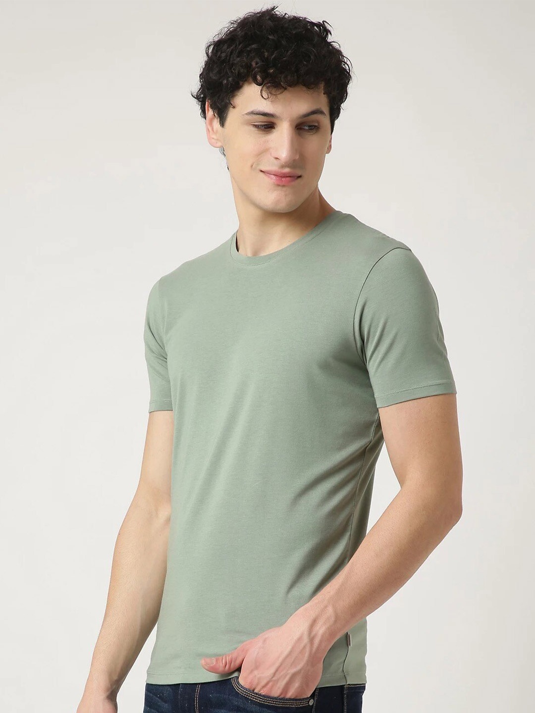 

Marks & Spencer Men Round Neck Short Sleeve T-shirt, Green