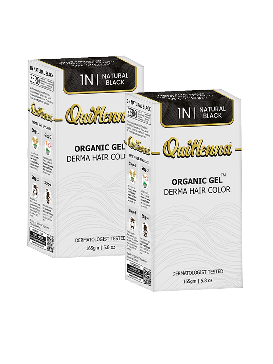 

QUIKHENNA Set of 2 Organic Gel Derma Ammonia-Free Hair Color 165g each - Natural Black 1N
