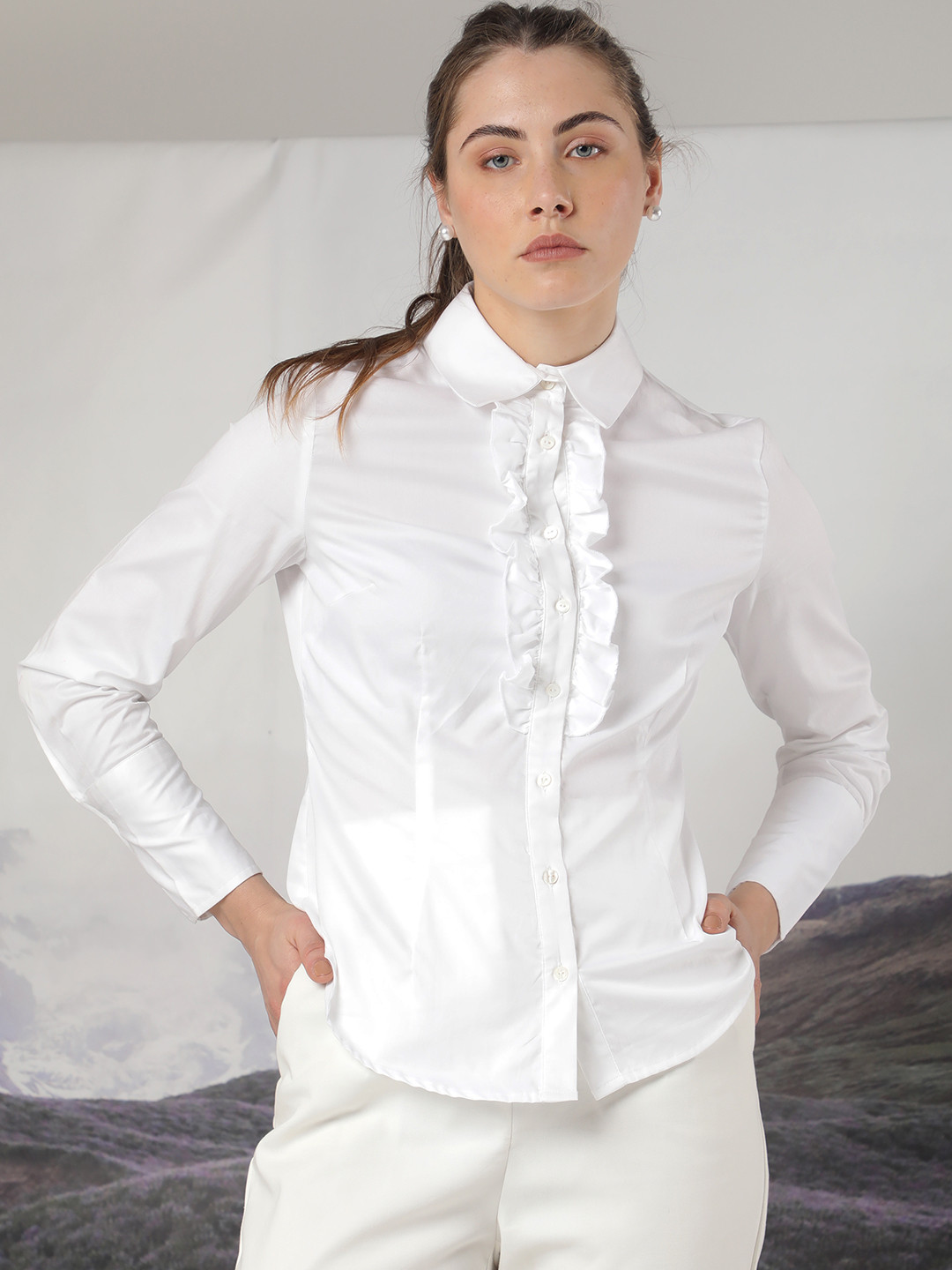 

RAREISM Ruffles Shirt Style Top, White