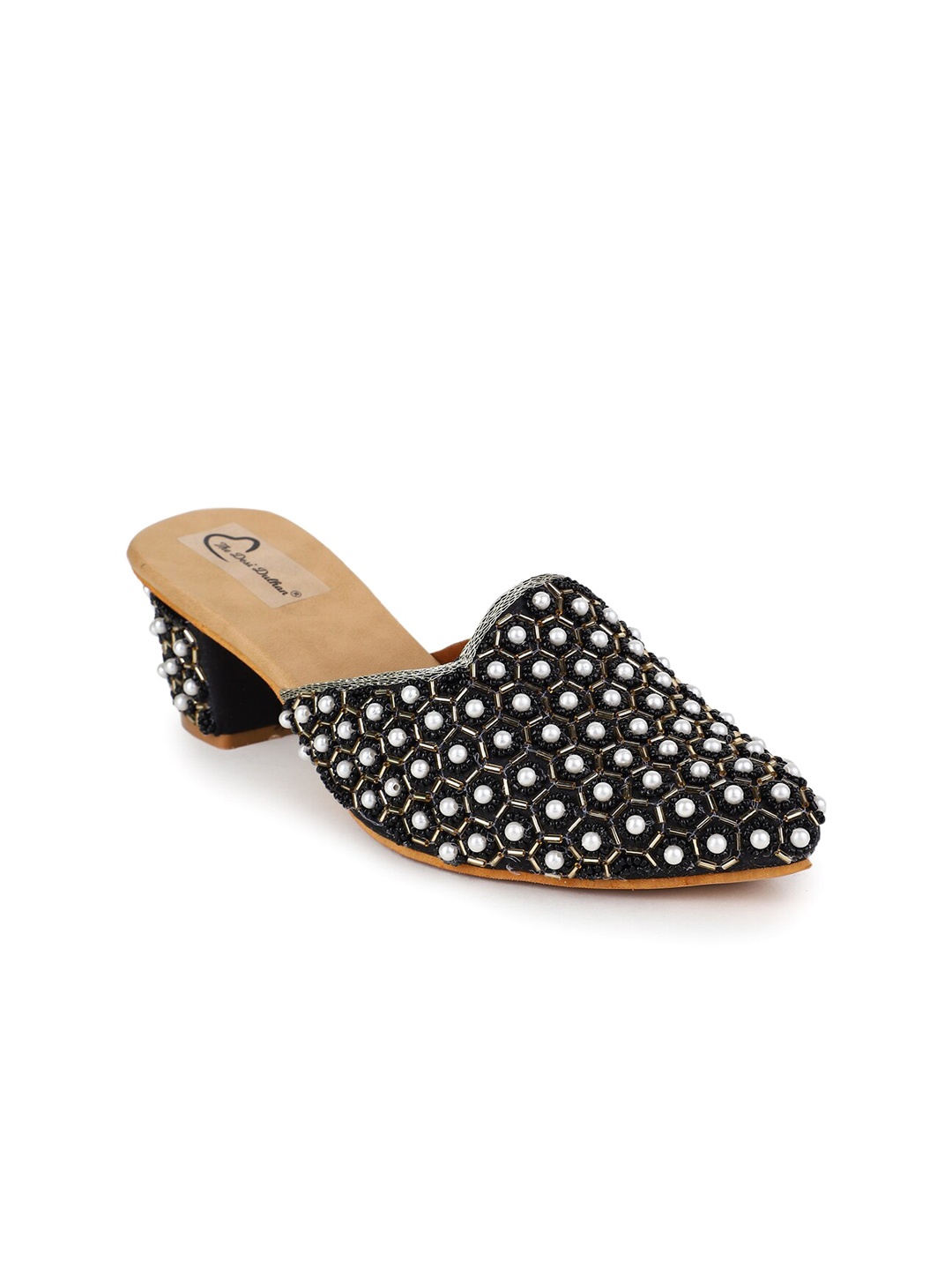 

The Desi Dulhan Embellished Ethnic Block Mules, Black