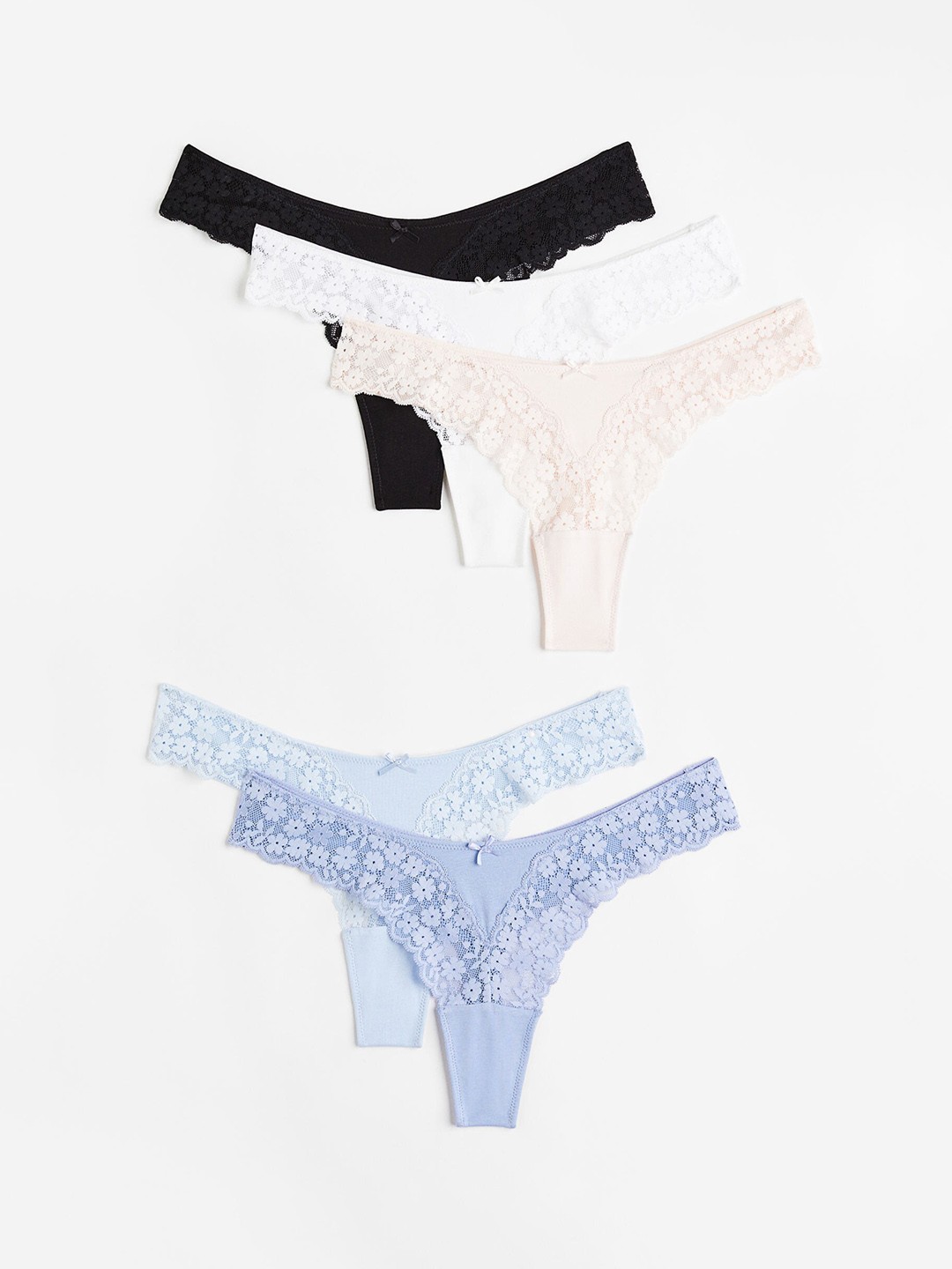 

H&M Women 5-Pack Jersey Thong Briefs, Black