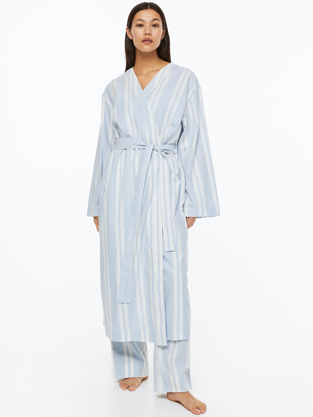 

H&M Twill Dressing Gown, Blue