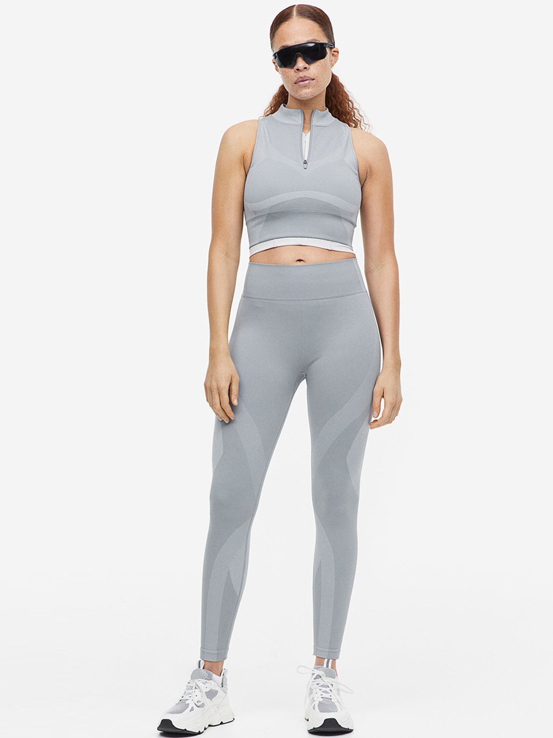

H&M Women Dry-Move Seamless Sports Tights, Grey