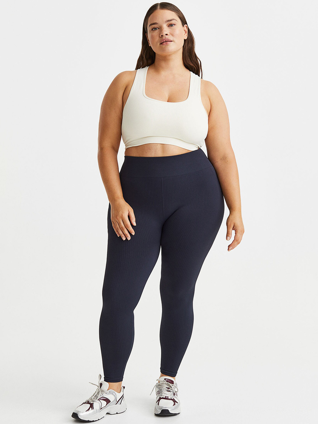 

H&M Women Plus Size Seamless Sports Tights, Blue