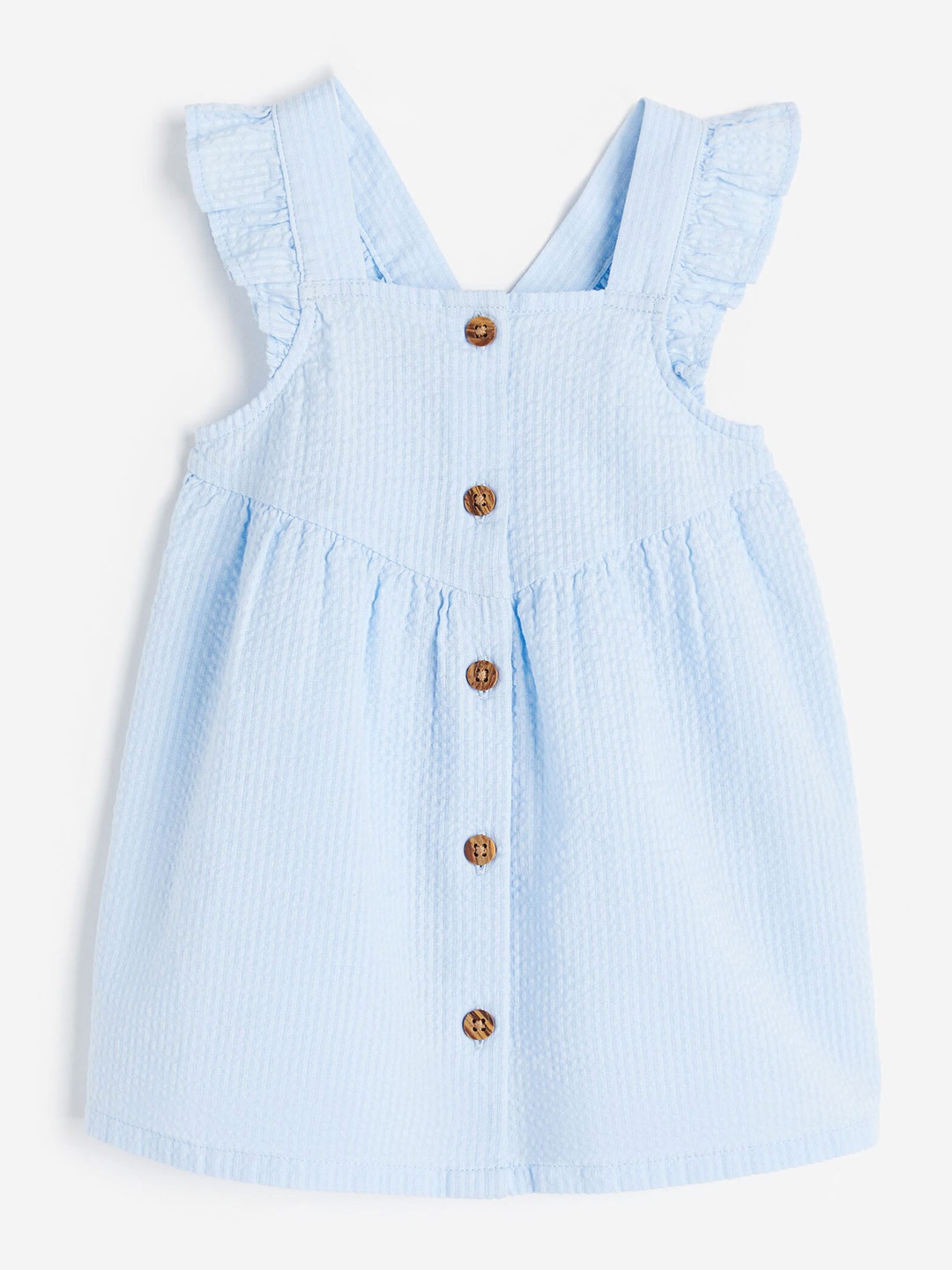 

H&M Girls Flounce-Trimmed Cotton Dress, Blue