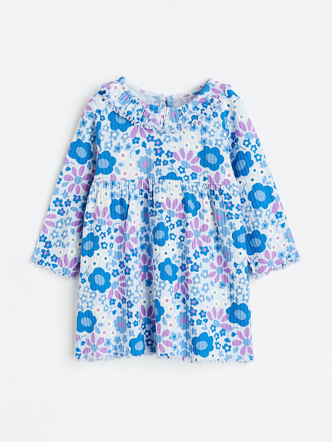 

H&M Infant Girls Ribbed Cotton Jersey Dress, Blue