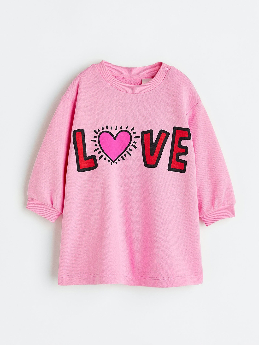 

H&M Infant Girls Print-Motif Sweatshirt Dress, Pink