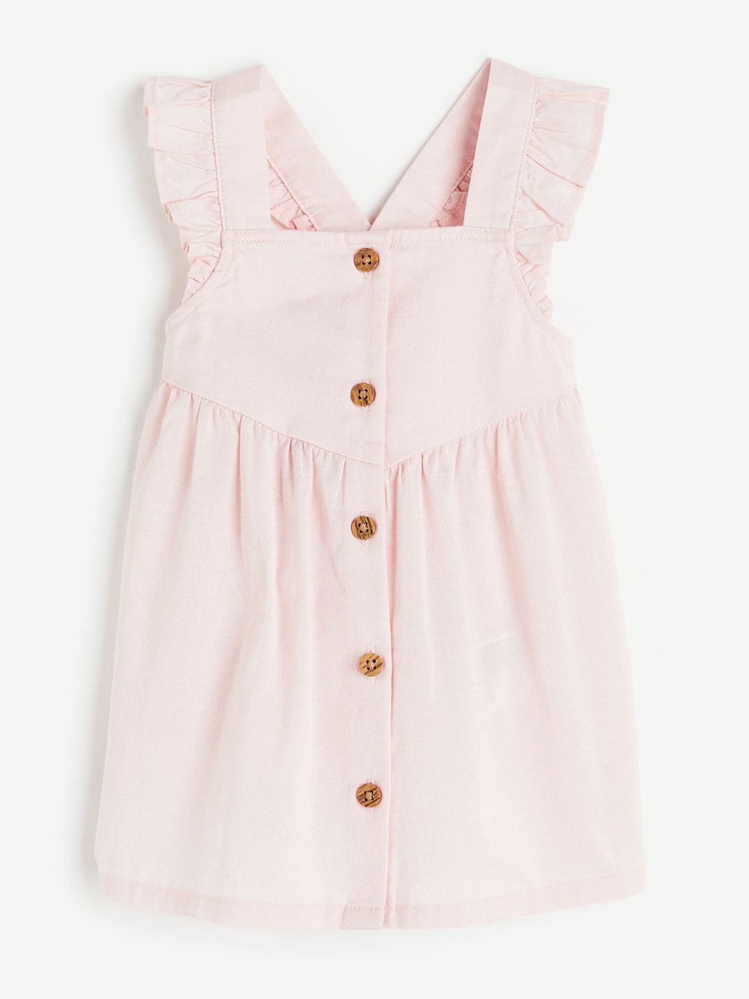 

H&M Infant Girls Flounce-Trimmed Pure Cotton Dress, Pink
