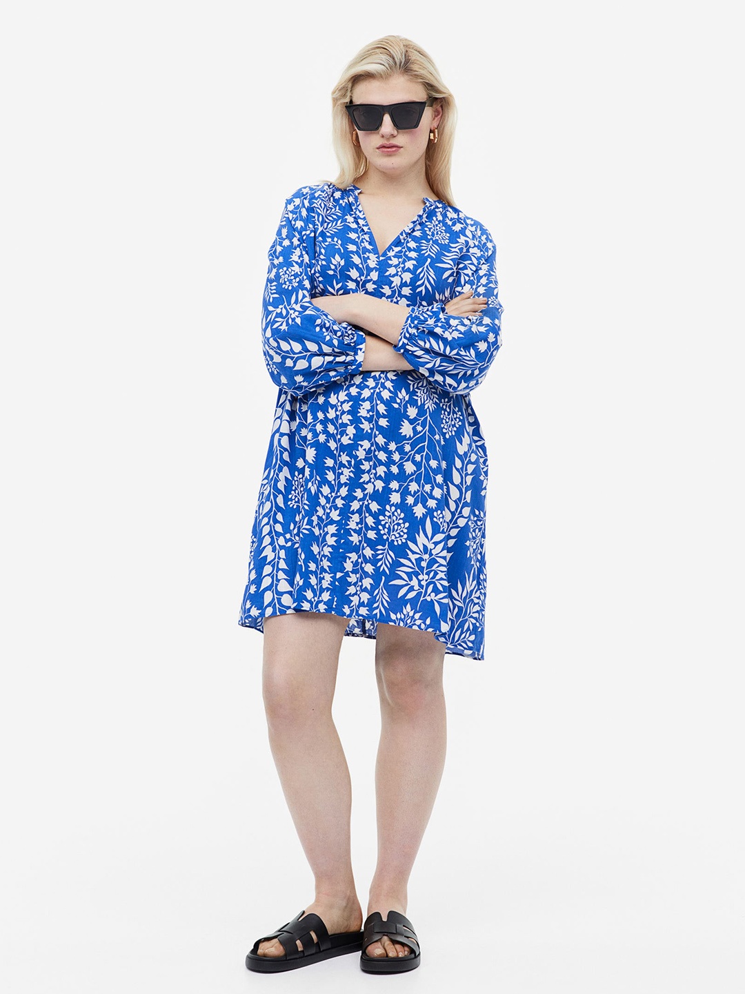 

H&M Double-Weave Tunic Dress, Blue