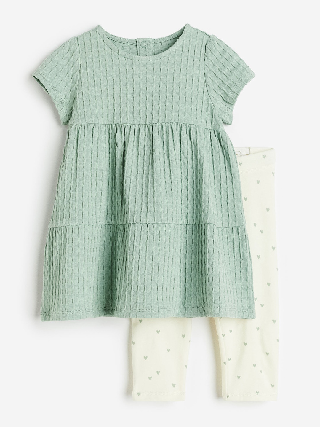 

H&M Girls 2-Piece Cotton Jersey Set, Sea green