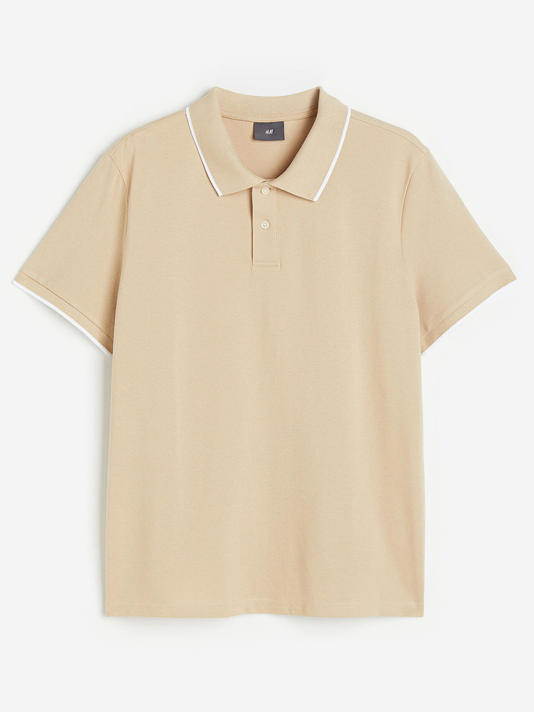 

H&M Men Slim Fit Cotton Polo Shirt, Beige