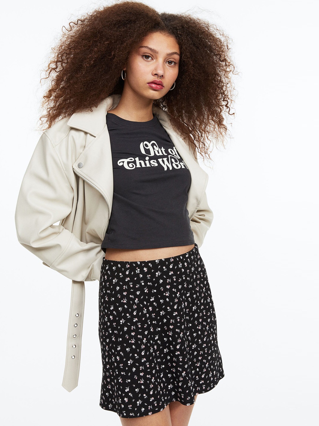 

H&M Flared Jersey Skirt, Black