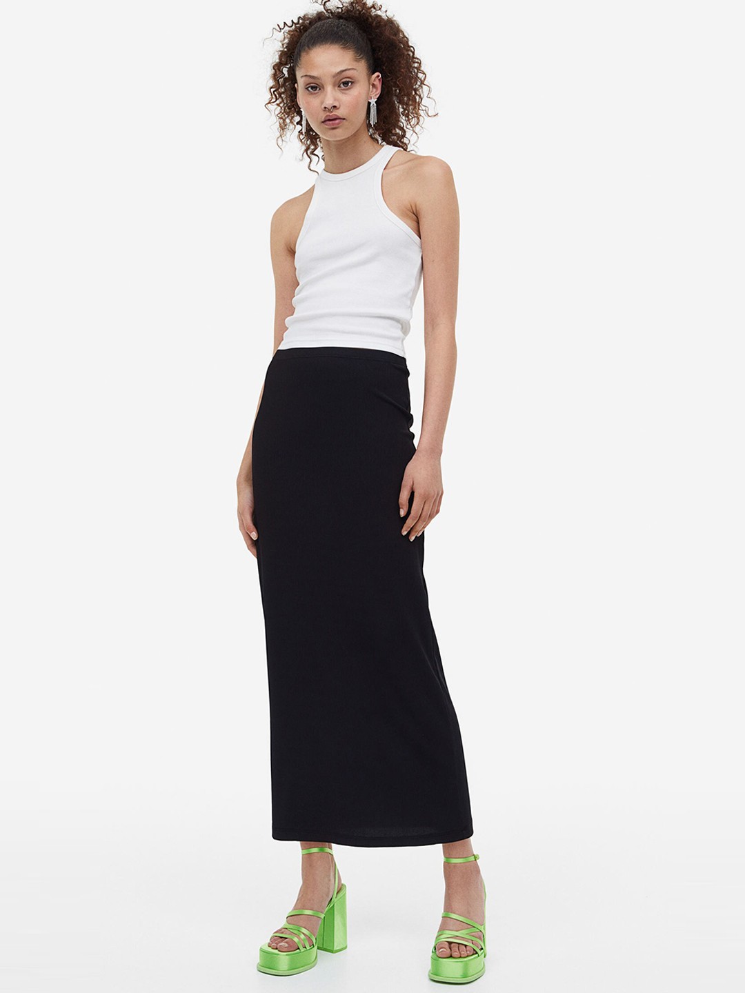 

H&M Ribbed Pencil Skirt, Black