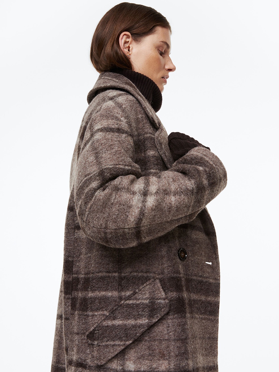 

H&M Women Wool-Blend Coat, Brown