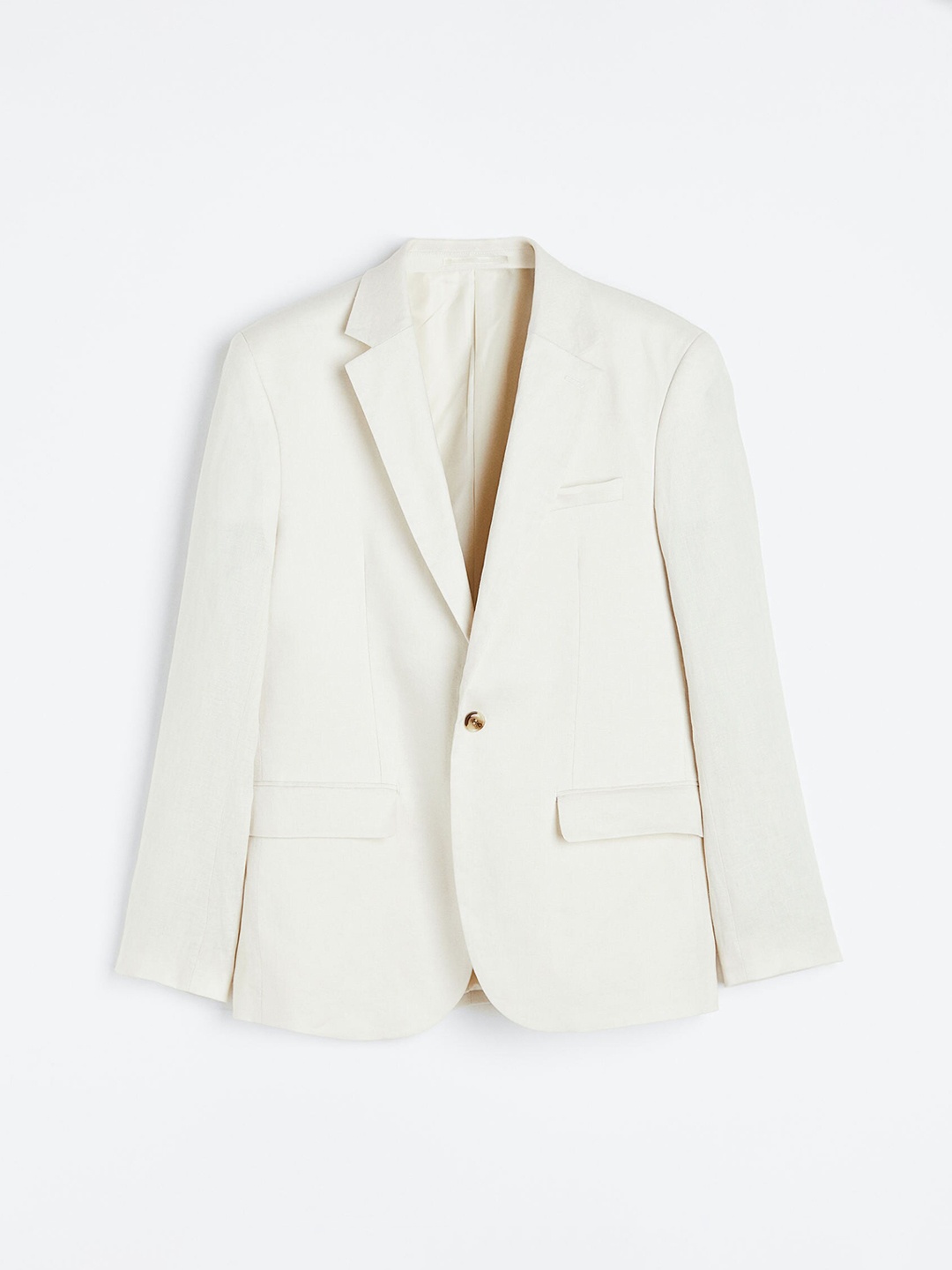 

H&M Men Regular Fit Linen Jacket, Beige