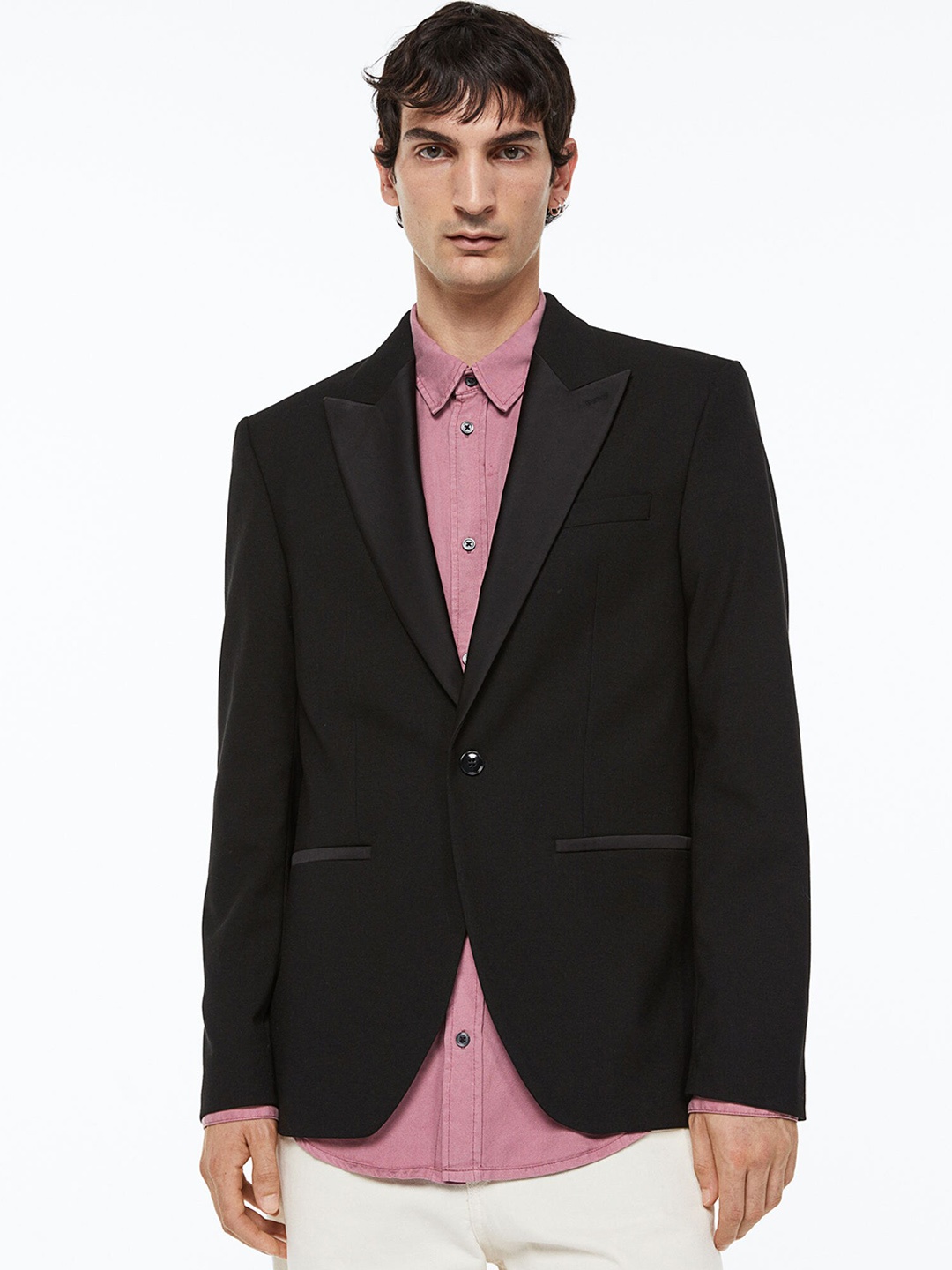 

H&M Regular Fit Tuxedo Jacket, Black