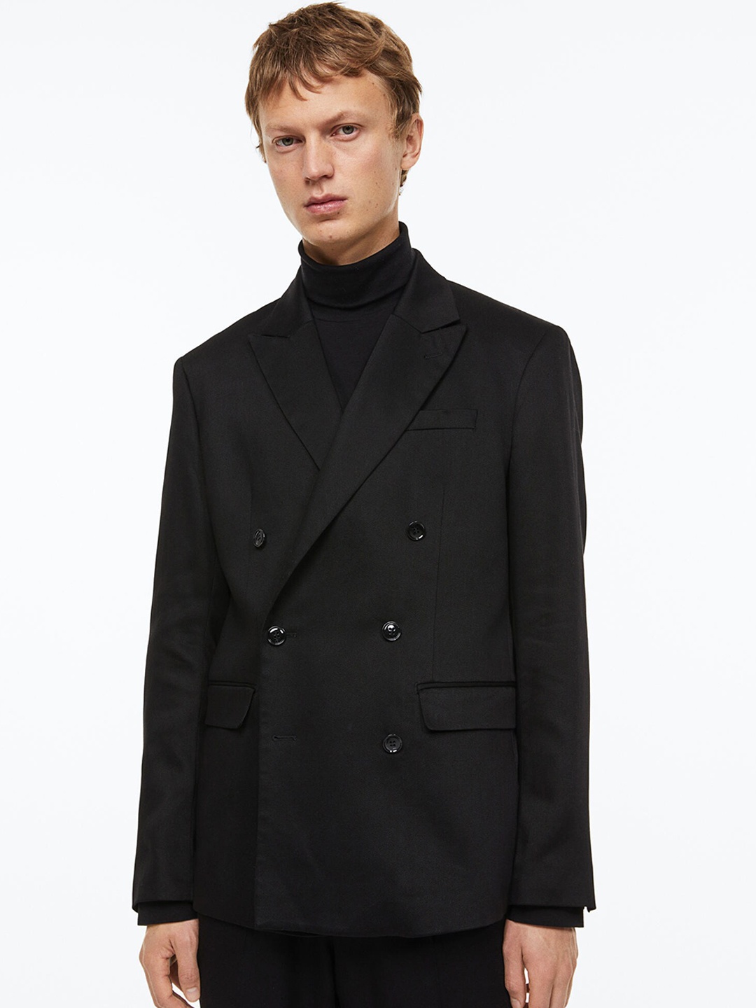 

H&M Regular Fit Double Breasted Jacket, Black